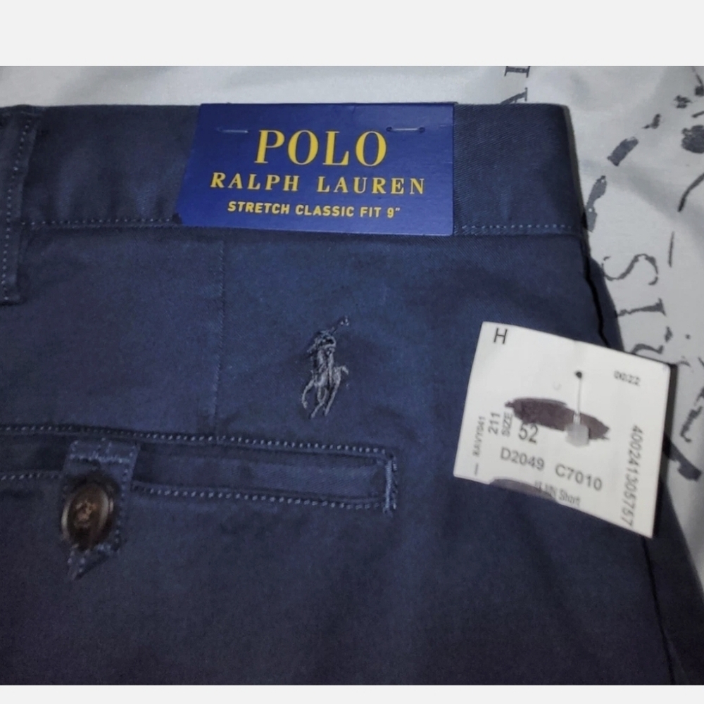 Polo Ralph Lauren Shorts Mens 52B Chino 9" Stretch Classic Fit Navy Blue NEW - Picture 8 of 8